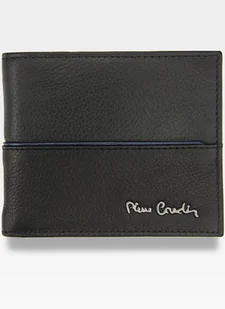 Pierre Cardin, Portfel skórzany męski, Tilak38 8824, czarny/niebieski, ochrona RFID, mały - Portfele - miniaturka - grafika 1