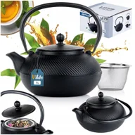 Czajniki na gaz - Czajnik do Herbaty Naparów z Zaparzaczem Żeliwny Emaliowany Czarny ORION 1l - miniaturka - grafika 1