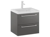 Szafki łazienkowe - Szafka Wisząca Z Umywalką RON 50 cm - Titan Mat - Uchwyty Białe Matowe - miniaturka - grafika 1