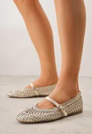 Baleriny - Złote Szydełkowe Balerinki z Paskiem z Klamerką Uroinne - miniaturka - grafika 1