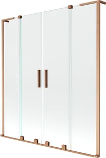 Mexen Velar L Duo parawan nawannowy 2-skrzydłowy rozsuwany 150 x 150 cm, transparent, miedź szczotkowana - 896-150-003-02-65 - Parawany nawannowe - miniaturka - grafika 1