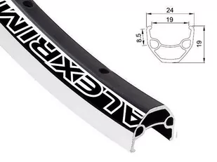 ALEXRIMS Obręcz EN24 czarny / Ilość otworów: 32 / Rozmiar koła: 27,5" ALX-EN24275 - Części rowerowe - miniaturka - grafika 1