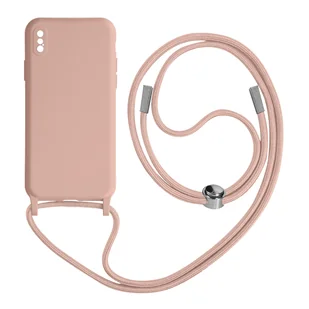 Etui na iPhone XS Max Lanyard 80 cm – różowe - Etui i futerały do telefonów - miniaturka - grafika 1