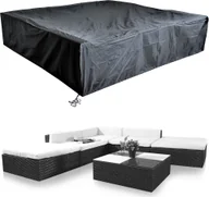 Pokrowce na meble ogrodowe - Mucola pokrowiec ochronny na meble ogrodowe plandeka zestaw kanapa sofa stół odporny na warunki atmosferyczne czarny - grupa siedzeń 240x240x52 - miniaturka - grafika 1
