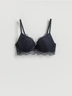 Biustonosze - Reserved - Biustonosz push up z haftem - granatowy - miniaturka - grafika 1