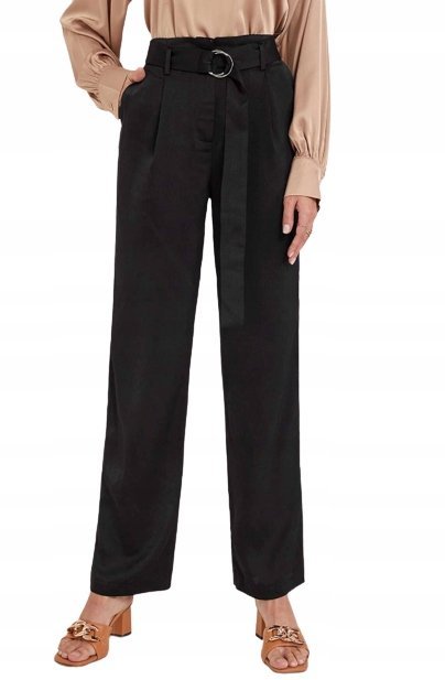 SHEIN SPODNIE ELEGANCKIE SATYNOWE CZARNE 34 VUD