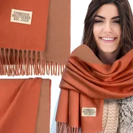 Apaszki i szaliki damskie - SZALIK SZAL DAMSKI ZIMOWY CIEPŁY DUŻY Elegancki Dwustronny Z Frędzlami - miniaturka - grafika 1