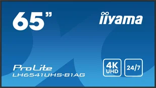 iiyama LH6541UHS-B1AG signage display 163,8 cm (64.5") LCD 500 cd/m² 4K Ultra HD Czarny 24/7 - Monitory reklamowe i wyświetlacze - miniaturka - grafika 1