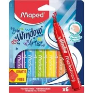 Przybory szkolne - Maped Flamastry do szyb Window Marker'Peps 6 szt. - miniaturka - grafika 1