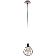 Lampy sufitowe - KET Industrialna LAMPA wisząca druciana OPRAWA metalowy zwis czarny drewno KET563 - miniaturka - grafika 1
