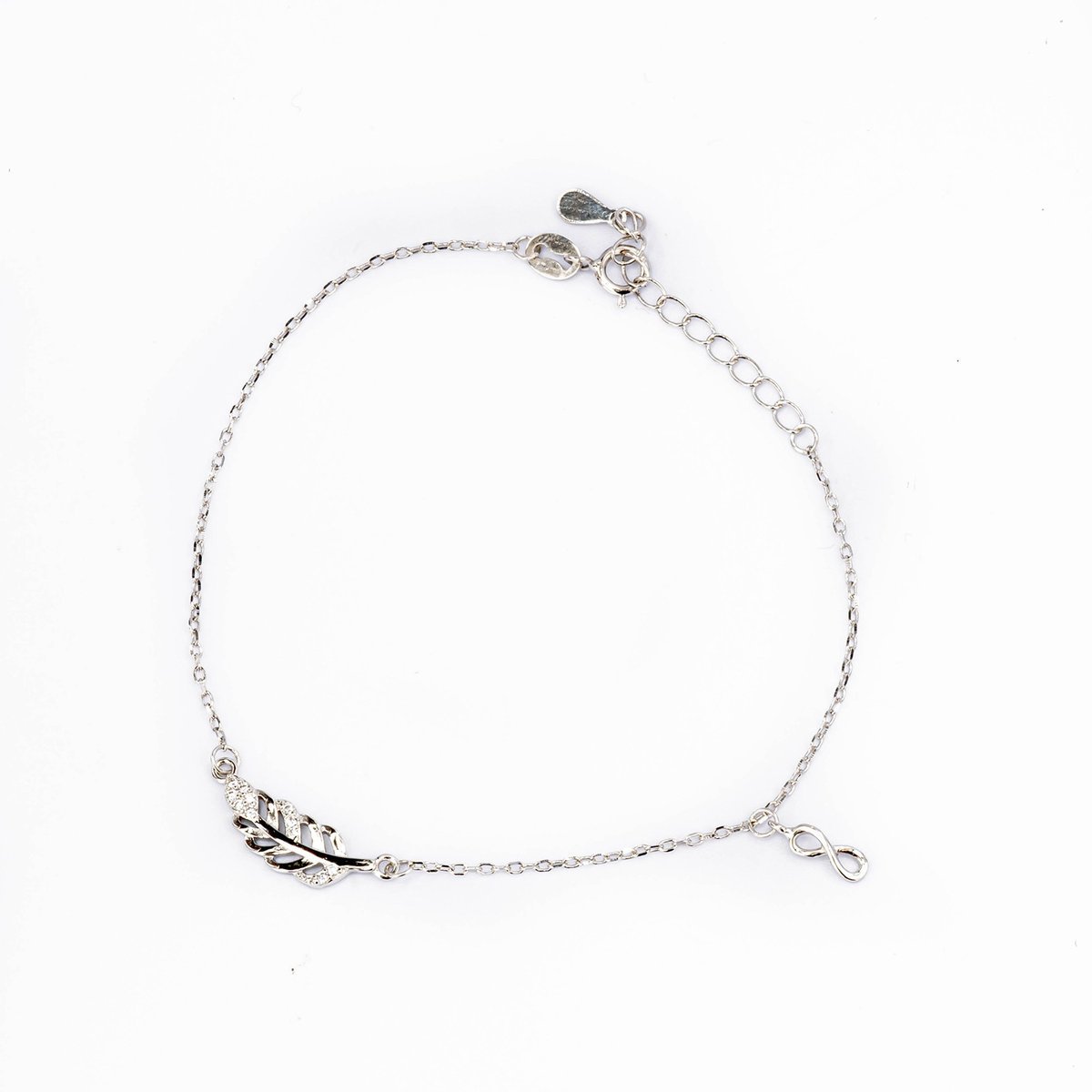 Srebrna bransoletka 925 listek nieskończoność