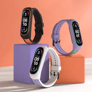 Strap Dual Color zamienna silikonowa opaska pasek bransoleta bransoletka do Xiaomi Mi Band 6 / 5 / 4 / 3 fioletowo-zielony - Etui i futerały do telefonów - miniaturka - grafika 4