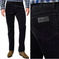 Spodnie męskie - Wrangler TEXAS Black KLASYCZNE CZARNE PROSTE SPODNIE SZTRUKSY W42 L34 - miniaturka - grafika 1