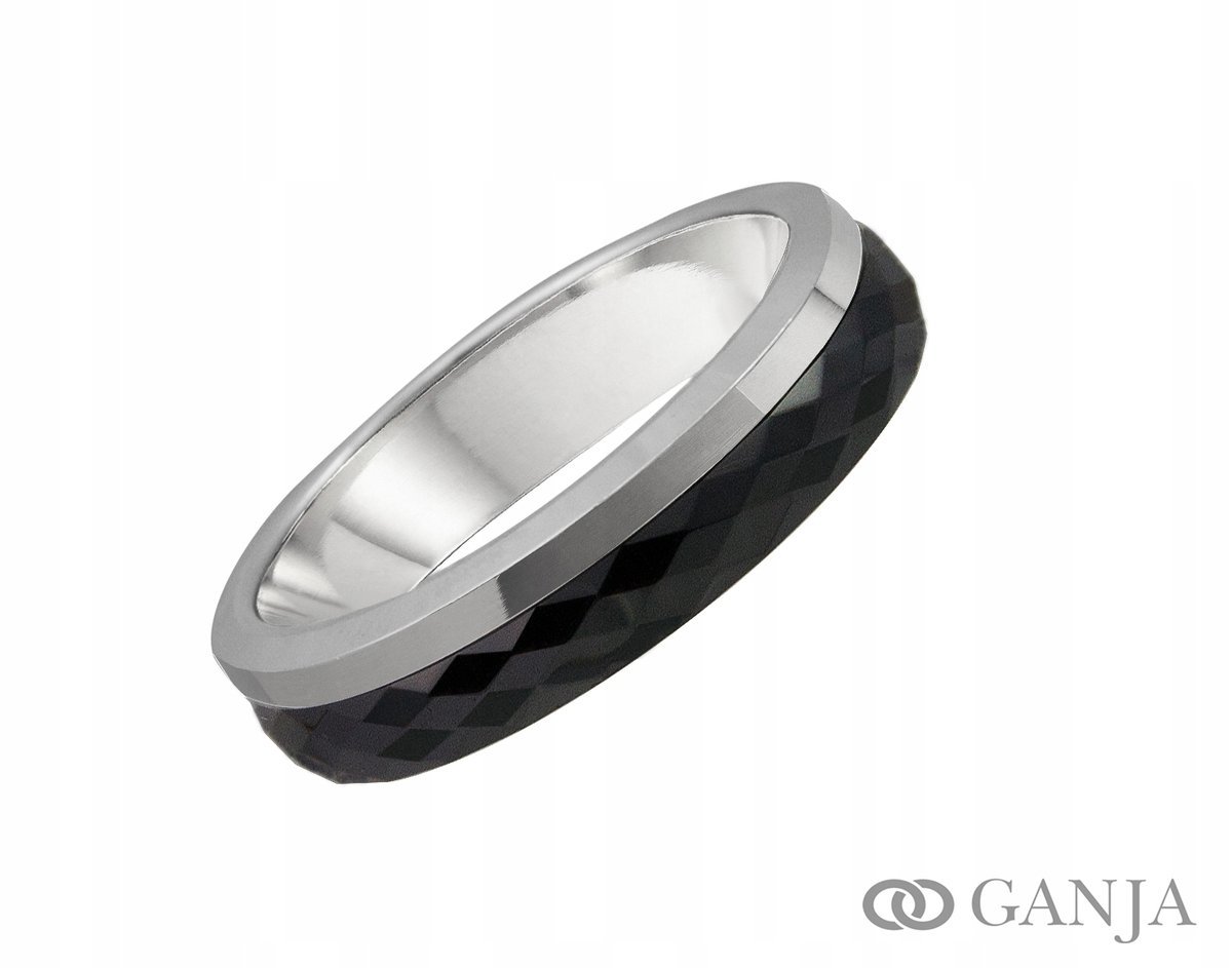 Pierścionek srebrny 925 z ceramiką +GRAWER 5mm C04