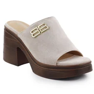 Klapki i japonki damskie - Klapki damskie na słupku beżowe Vinceza 17400 beżowy - miniaturka - grafika 1