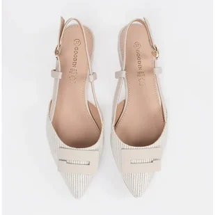 Goodin Sandały białe z odkrytą piętą - Czółenka - miniaturka - grafika 1