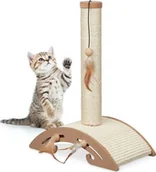 Drapaki dla kotów - Bituxx Drapak dla kota z podstawką i zabawką piórka - miniaturka - grafika 1