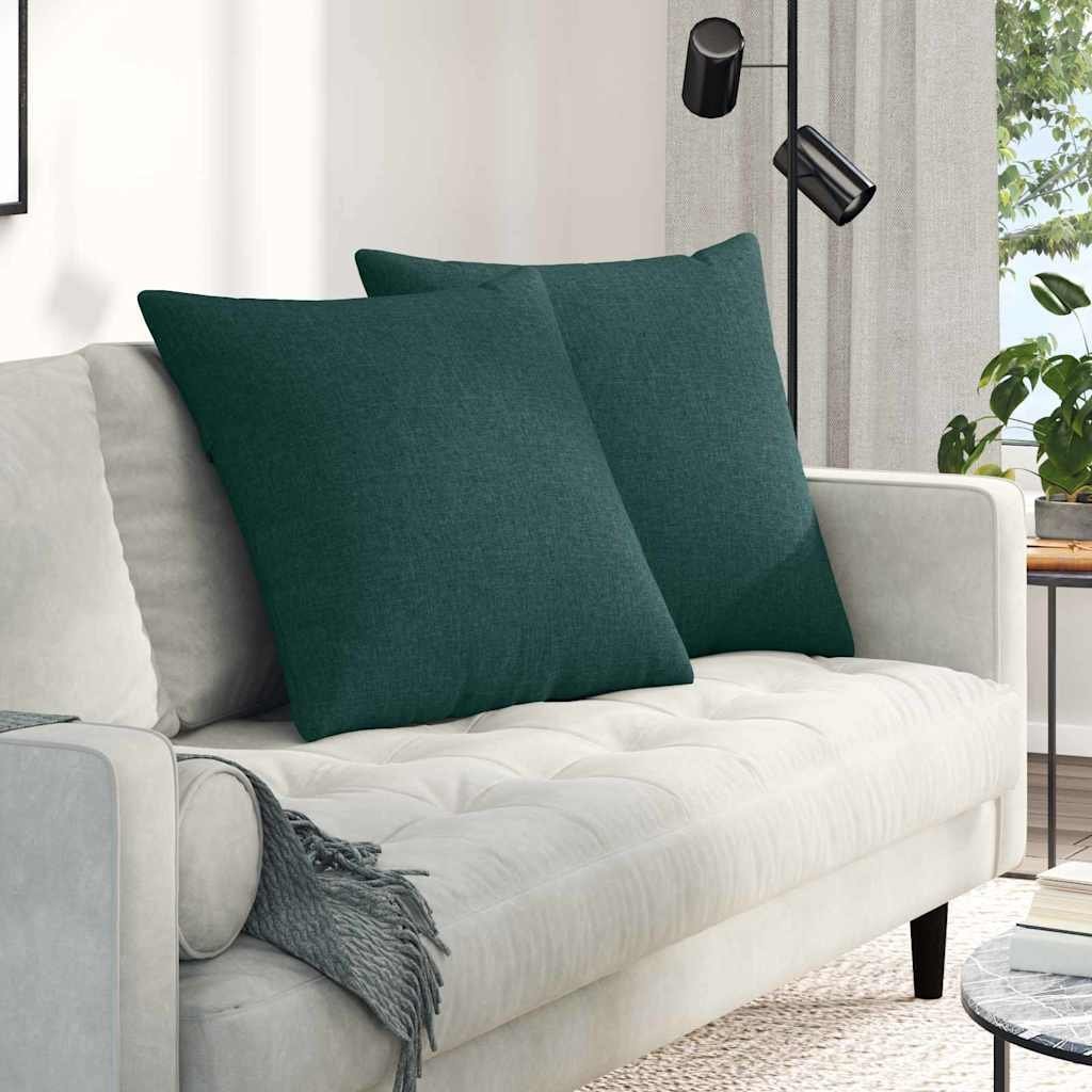 vidaXL vidaXL Poduszki na sofę 2 pcs Ciemna zieleń 80 x 80 cm tkanina