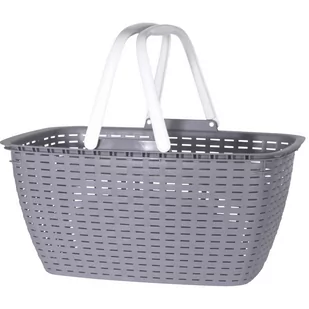 Koszyk zakupowy Ratan 43 x 21,5 cm, szary - Torby i wózki na zakupy - miniaturka - grafika 1