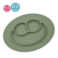 Miseczki i talerzyki dla dzieci - EZPZ, Silikonowy talerzyk z podkładką mały, 2w1 Mini Mat, oliwkowy - miniaturka - grafika 1