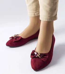 Bordowe balerinki ze szpiczastym noskiem Jetté-36 - Mokasyny damskie - miniaturka - grafika 1