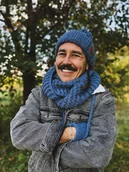 Apaszki i szaliki męskie - Męski komin MERINO Ciemny niebieski - miniaturka - grafika 1