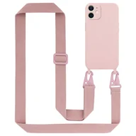 Etui i futerały do telefonów - Łańcuszek Etui Do Apple iPhone 12 MINI Pokrowiec w LIQUID RÓŻOWY Silicone TPU Obudowa Ochronny Cadorabo - miniaturka - grafika 1