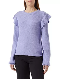 Vila Damski sweter Viril O-Neck Flounce Knit Top Noos, Sweet Lavender/Szczegóły: melanż, XS - Swetry damskie - miniaturka - grafika 1