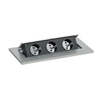 Gniazdka elektryczne - Port blatowy TYP I - wpuszczany, 3 gniazda, srebrny - miniaturka - grafika 1