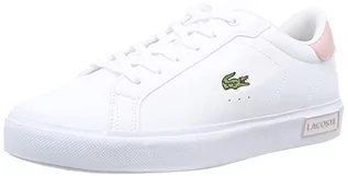 Buty dla dziewczynek - Lacoste Powercourt 0721 1 Suc, Trampki dziecięce, Wht Lt Pnk, 35 EU - grafika 1