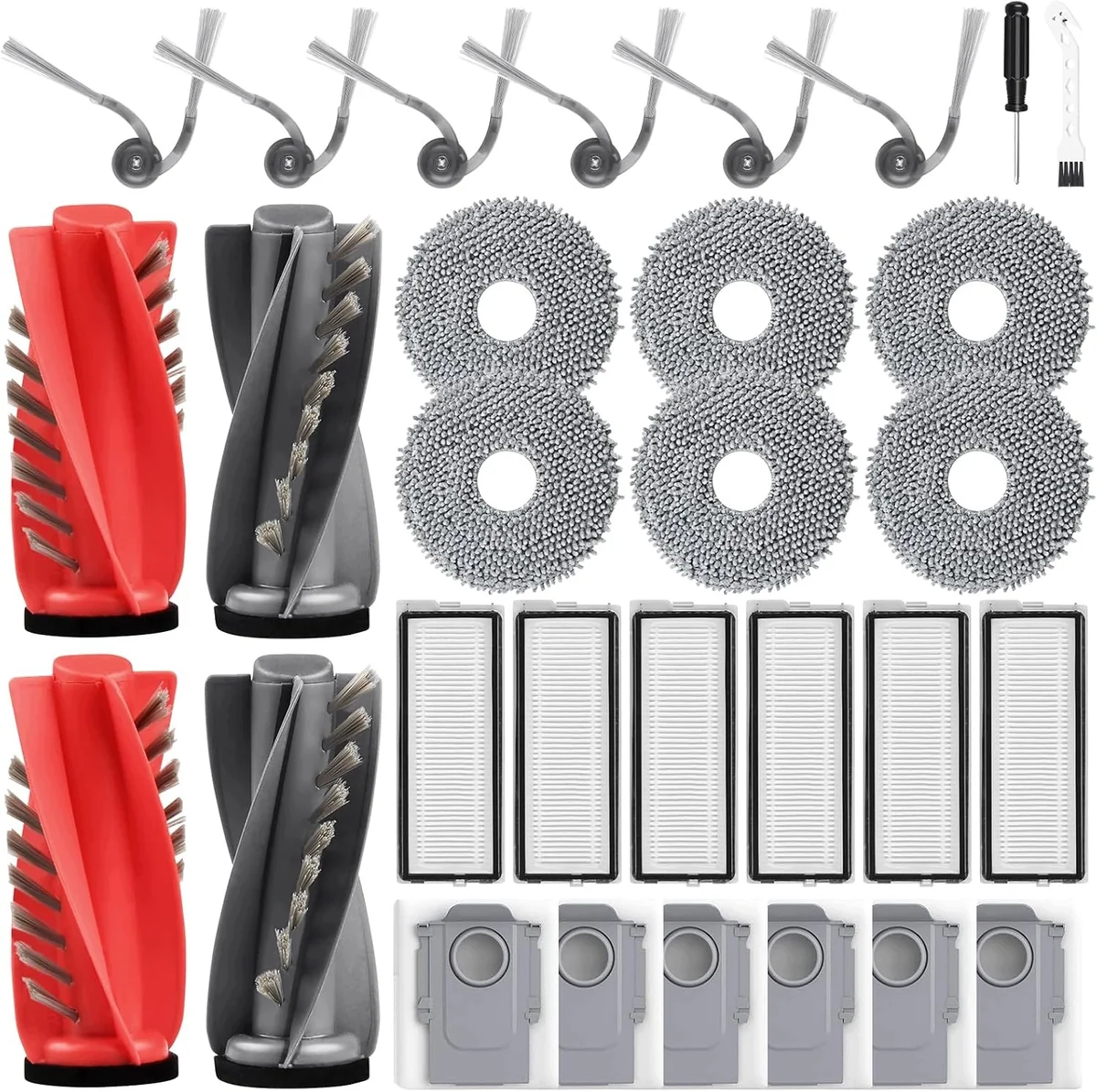 30 szt. akcesoriów do Roborock Qrevo Curv, Edge i S5V - szczotki, filtry