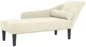 Szezlongi - Kremowy welurowy szezlong na drewnianych nóżkach - Aventis - miniaturka - grafika 1