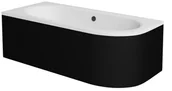 Wanny - Czarno-biała wanna asymetryczna akrylowa z obudową Avita Besco 160 cm Lewa - miniaturka - grafika 1