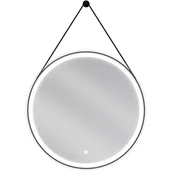 Lustra - Mexen Reni lustro łazienkowe podświetlane, okrągłe 70 cm, LED 6000K, antypara, czarna rama - miniaturka - grafika 1