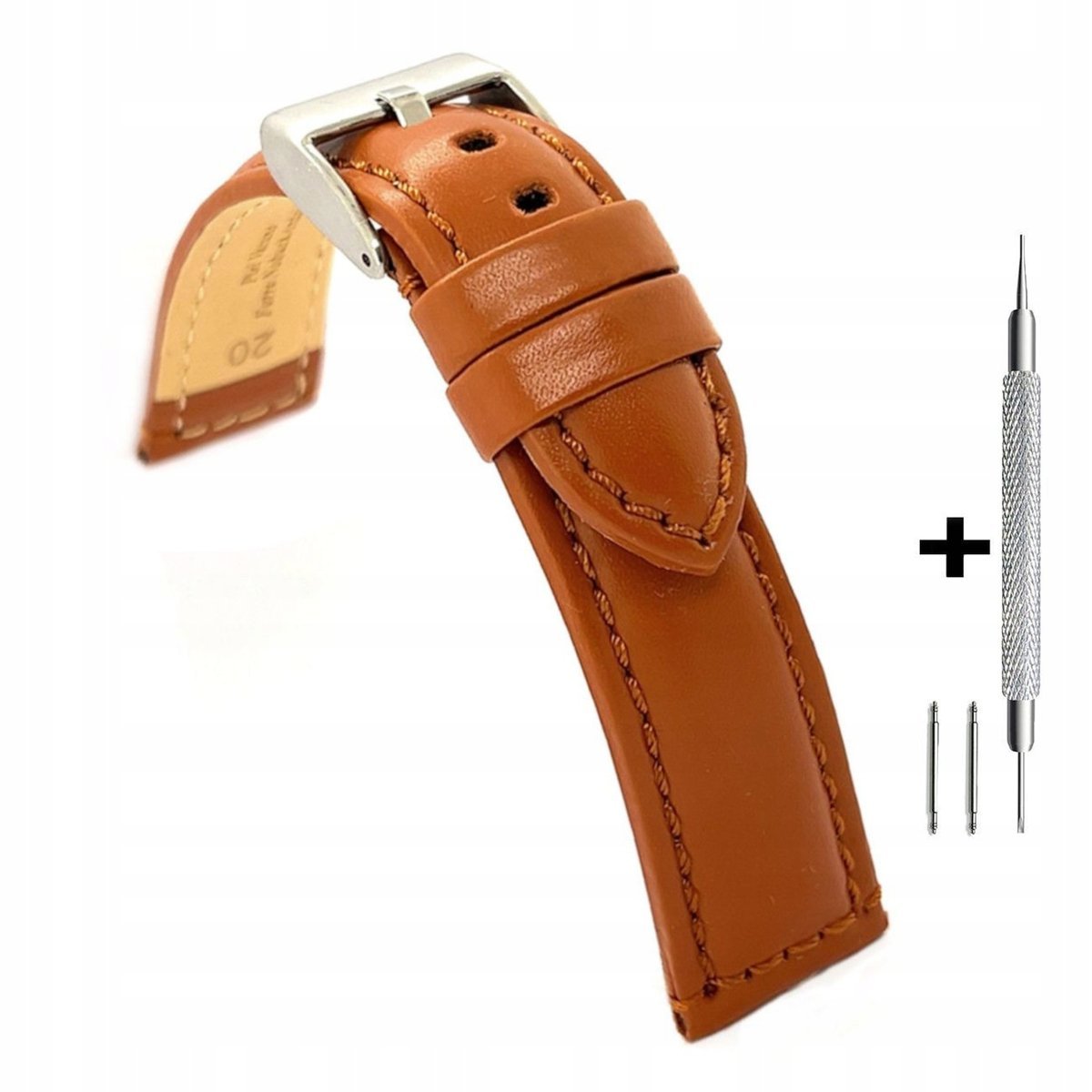 Brązowy pasek 24 mm skórzany DILOY 363.24.3 + dwa teleskopy i narzędzie