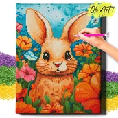 Zabawki kreatywne - DIAMOND PAINTING 5D z RAMĄ Królik w kwiatach Haft Diamentowy 30x40 Mozaika Zwierzęta Dla dzieci Oh Art! - miniaturka - grafika 1