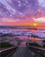 Malowanie po numerach - Artnapi 40x50cm Malowanie Po Numerach - Zachód słońca na plaży - Na Drewnianej Ramie - miniaturka - grafika 1