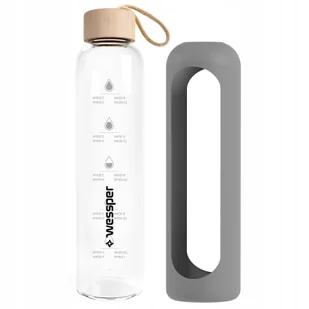 Wessper B1 Borosilicate 500 ml Szklana butelka na wodę z miarką motywacyjną z szarym etui - Butelki filtrujące - miniaturka - grafika 5