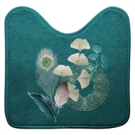 Dywaniki łazienkowe - Turkusowy dywanik łazienkowy do WC 45x45 cm Ginkoblue – douceur d'intérieur - miniaturka - grafika 1