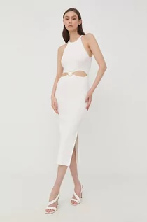 Sukienki - Morgan sukienka kolor biały maxi dopasowana - grafika 1