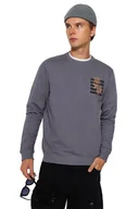 Bluzy męskie - TRENDYOL MAN BLUZA MĘSKA SZARA Z NADRUKIEM L 5DA - miniaturka - grafika 1