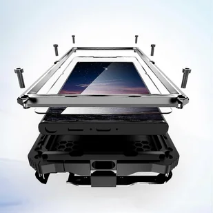 Afurdel Wytrzymałe metalowe etui na telefon klasy wojskowej do wbudowanej ochrony obiektywu ekranu Samsung Galaxy S24 Ultra Srebro - Etui i futerały do telefonów - miniaturka - grafika 1
