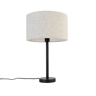QAZQA Nowoczesna lampa stołowa czarna z abażurem boucle jasnoszarym 35 cm - Simplo - Lampy stojące - miniaturka - grafika 1