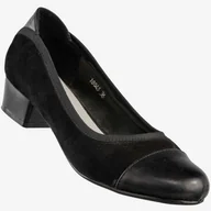 Czółenka - Czółenka Damskie Ekoskóra Buty Na Niskim Obcasie Czarne Sergio Leone 10045 Czarny 37 - miniaturka - grafika 1