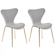 Krzesła - Zestaw 2 krzeseł do jadalni welurowy jasnoszary ze złotym BOONVILLE - miniaturka - grafika 1