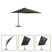 Parasole ogrodowe - The Living Store Parasol wiszący z lampkami LED i słupkiem - antracytowy - 250 cm - Parasol Wiszący - miniaturka - grafika 1