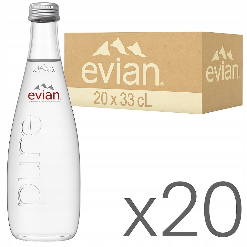 Evian Woda Naturalna Mineralna Niegazowana Wapń + Magnez - Szkło - 20x0,33L