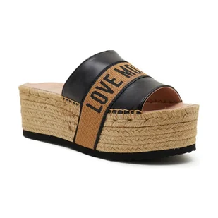 Love Moschino Skórzane klapki - Klapki i japonki damskie - miniaturka - grafika 1