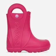 Buty dla dziewczynek - Kalosze dla dziewczynki wysokie Crocs Handle Rain Boot Kids 12803-6X0 29-30 (C12) Różowe (0887350802443) - miniaturka - grafika 1