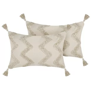 2 bawełniane poduszki dekoracyjne w zygzaki 40 x 60 cm beżowa CERINTHE - Poduszki dekoracyjne - miniaturka - grafika 1
